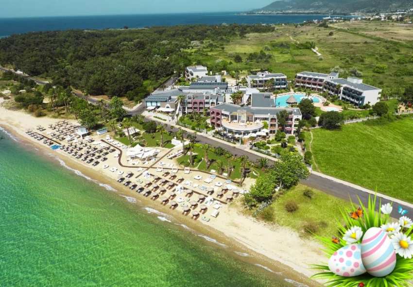  Великден в Ilio Mare Beach Hotel 5*, Тасос, Гърция! 3 нощувки със закуски, две вечери + Великденски обяд на човек. Дете до 11.99г. безплатно! 